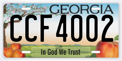 GA license plate CCF4002