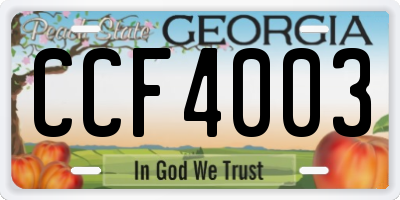 GA license plate CCF4003