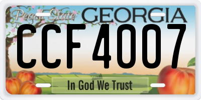 GA license plate CCF4007