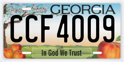 GA license plate CCF4009