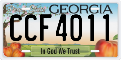 GA license plate CCF4011