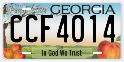 GA license plate CCF4014