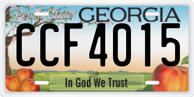GA license plate CCF4015