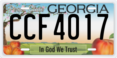 GA license plate CCF4017