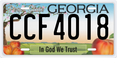 GA license plate CCF4018