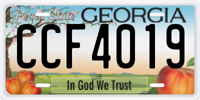 GA license plate CCF4019