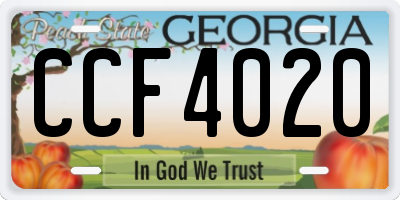 GA license plate CCF4020