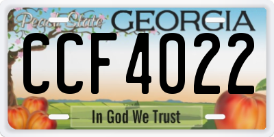 GA license plate CCF4022