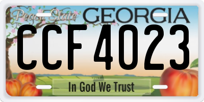 GA license plate CCF4023