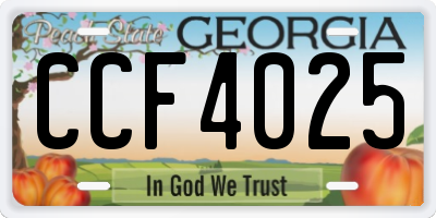 GA license plate CCF4025