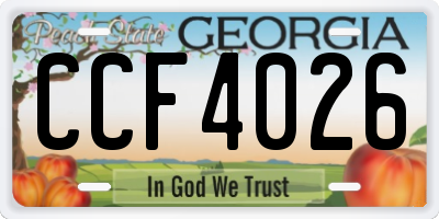GA license plate CCF4026