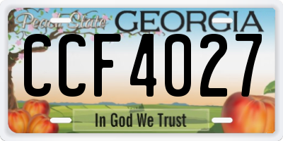 GA license plate CCF4027