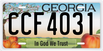 GA license plate CCF4031