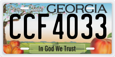 GA license plate CCF4033