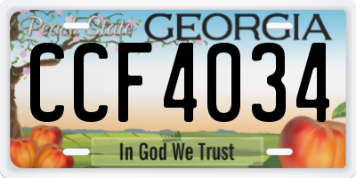 GA license plate CCF4034