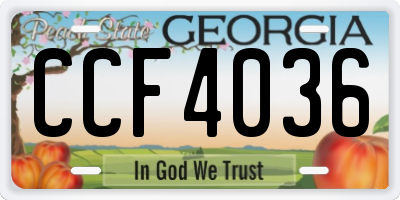GA license plate CCF4036