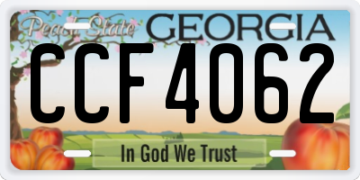 GA license plate CCF4062