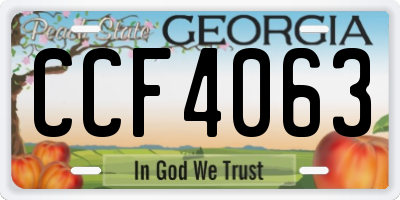 GA license plate CCF4063