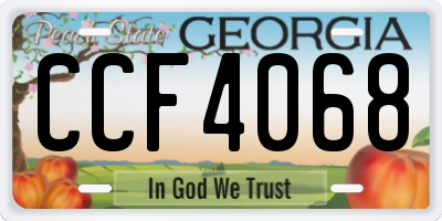 GA license plate CCF4068