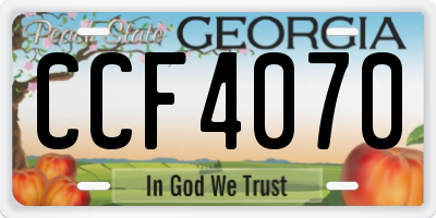 GA license plate CCF4070