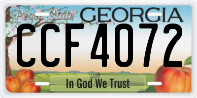 GA license plate CCF4072