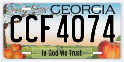 GA license plate CCF4074