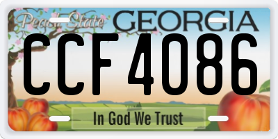 GA license plate CCF4086