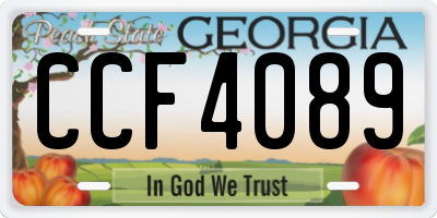 GA license plate CCF4089