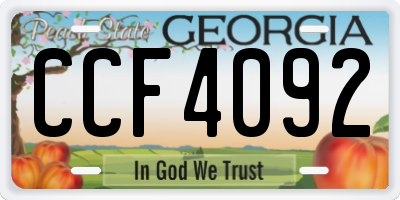 GA license plate CCF4092