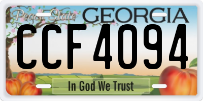 GA license plate CCF4094