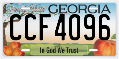 GA license plate CCF4096