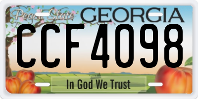 GA license plate CCF4098