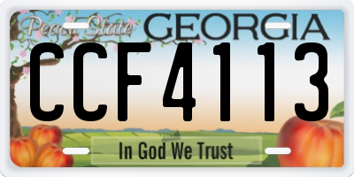 GA license plate CCF4113