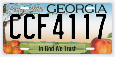 GA license plate CCF4117