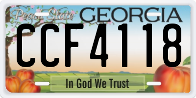 GA license plate CCF4118