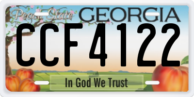 GA license plate CCF4122