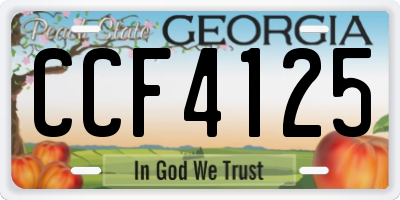 GA license plate CCF4125