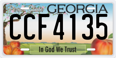 GA license plate CCF4135