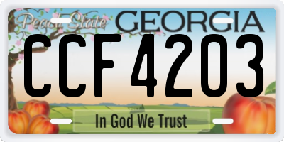 GA license plate CCF4203