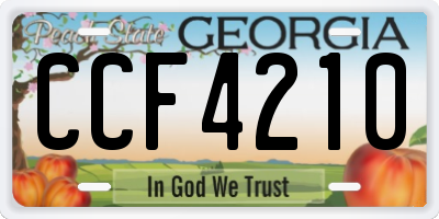 GA license plate CCF4210