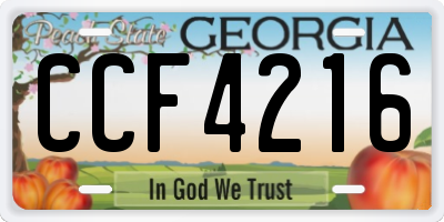 GA license plate CCF4216