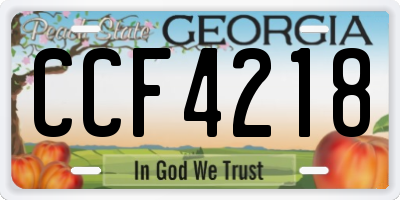 GA license plate CCF4218