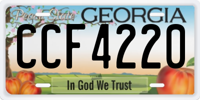 GA license plate CCF4220