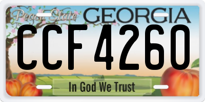 GA license plate CCF4260