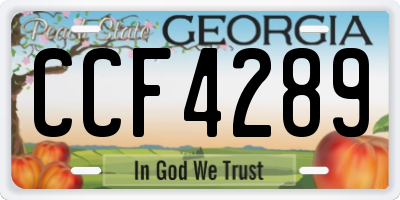 GA license plate CCF4289