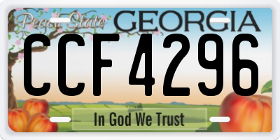 GA license plate CCF4296