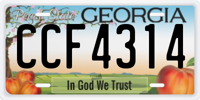 GA license plate CCF4314