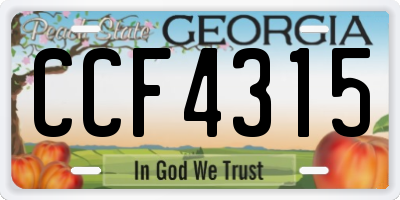 GA license plate CCF4315
