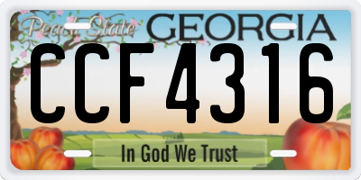 GA license plate CCF4316