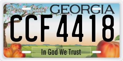 GA license plate CCF4418